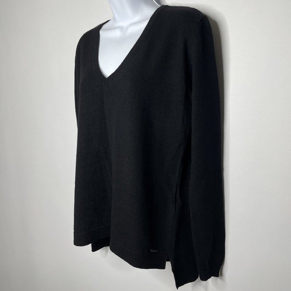 Superdry Premium Luxe Black Cashmere Blend Knit V-neck Pullover Sweater - Picture 7 of 8